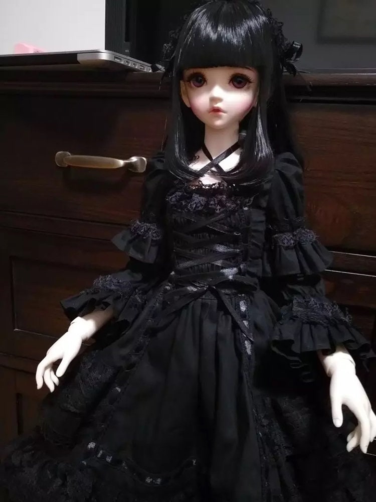 1/3 BJD SD Dress Black Dress & Headdress Set - BJD Doll Clothes 