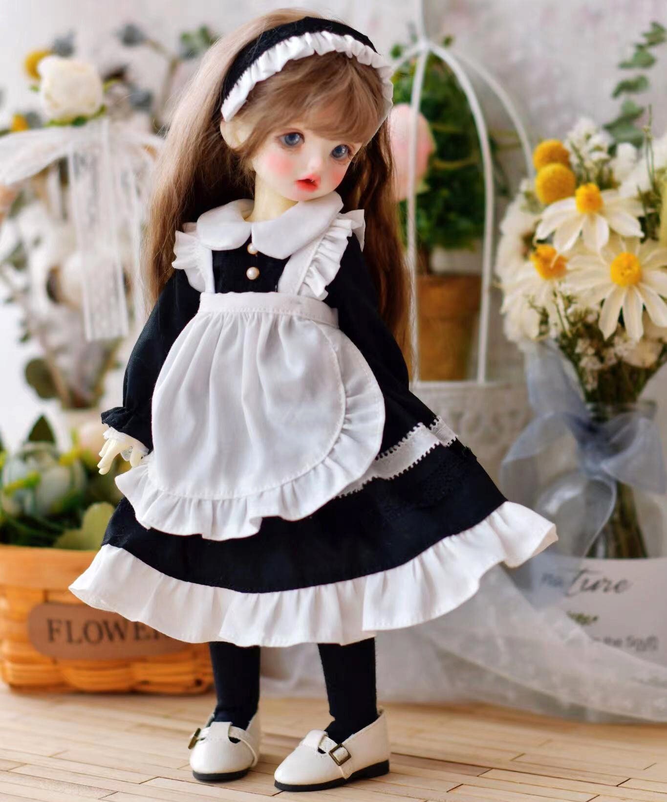 Neo Blythe Doll Clothes Maid Dress Apron Socks Etsy
