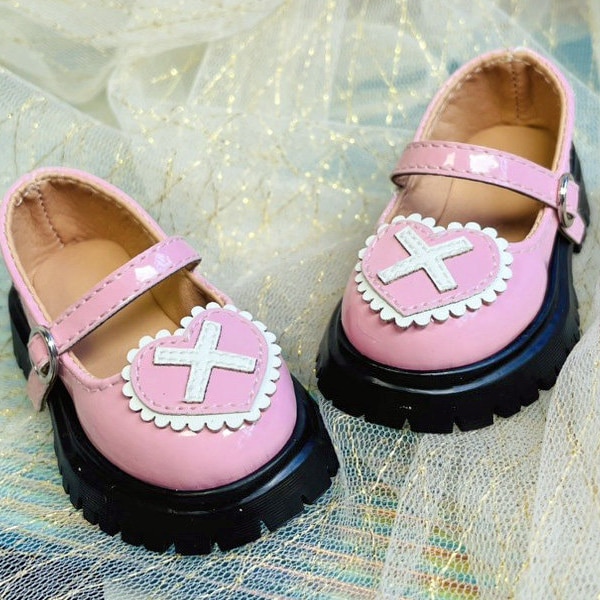 Mary Jane Heart Doll Shoes for MSD mdd kumako 1/4 BJD doll Shoes
