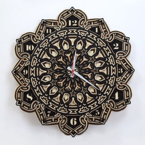 3D Uhr Mandala, Lasercut Dateien, Cnc Pläne, Dxf Dateien, Dxf Projekt, Cnc Projekt, svg Dateien, cdr, svg, dxf, sofort download