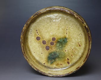 鉢■寿 古い平鉢 菓子器 黄瀬戸(江戸後期～明治期)古美術 時代物 骨董品■ 鉢□寿 古い平鉢 菓子器 黄瀬戸(江戸後期～明治期)古美術 時代物