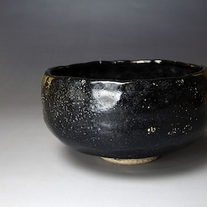 Early 20c Black Raku Chawan for Japanese Tea Ceremony