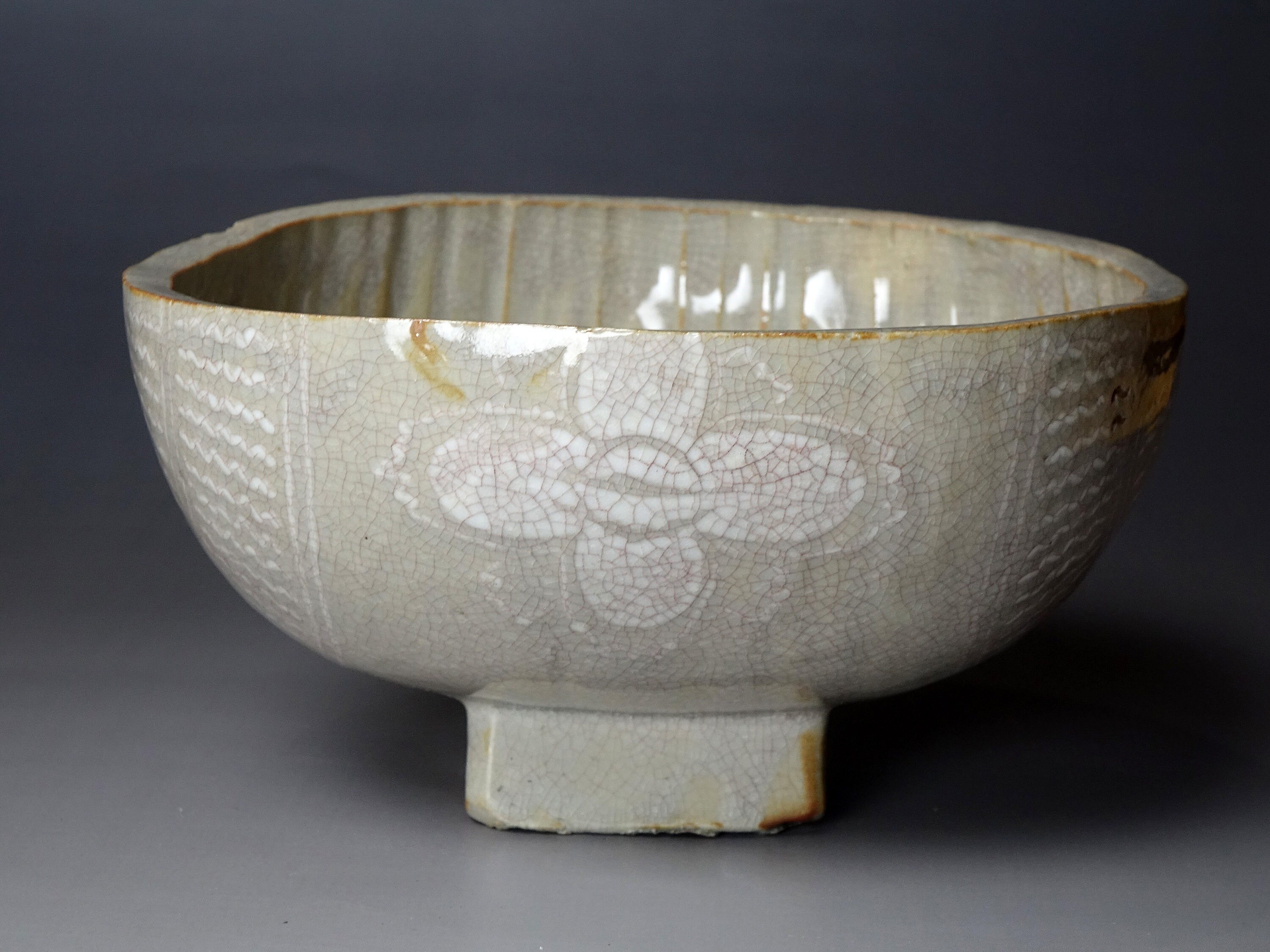 9代目坂高麗左衛門（1849-1921）作 萩三島大鉢 - 日本の陶磁器、日本の