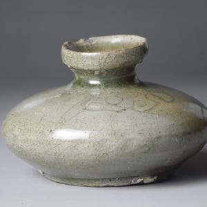 Rare Goryeo Celadon Oil Bottle: Korean Antique Pottery (12th/13th Century)