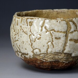 Small 19c Shino ware tea bowl Wabi Sabi Japanese Antique Pottery