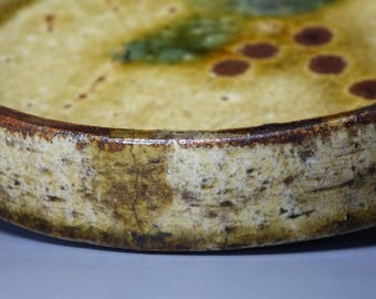 鉢■寿 古い平鉢 菓子器 黄瀬戸(江戸後期～明治期)古美術 時代物 骨董品■ 鉢□寿 古い平鉢 菓子器 黄瀬戸(江戸後期～明治期)古美術 時代物