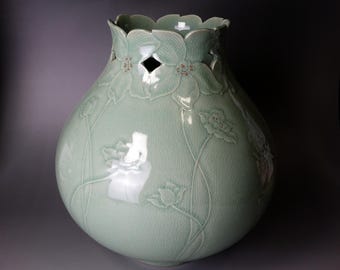 申相浩 シン・サンホ 青磁 瓜形香合 大英博物館収蔵作家 韓国現代陶芸
