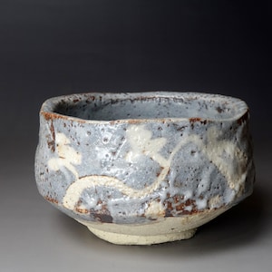 Masakazu Yamada (b. 1951) Nezumi Shino Tea Bowl for Japanese Tea Ceremony Japanese Ceramics