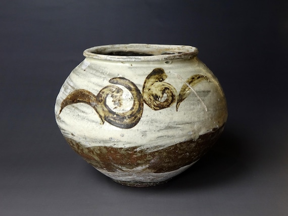 Buncheong Stoneware Jar with White Slip Decoration