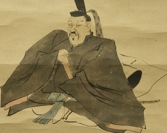 Ukita Ikkei (1795-1859) Authentic Japanese Painting of Sugawara no Michizane (845-903) known as Tenjin