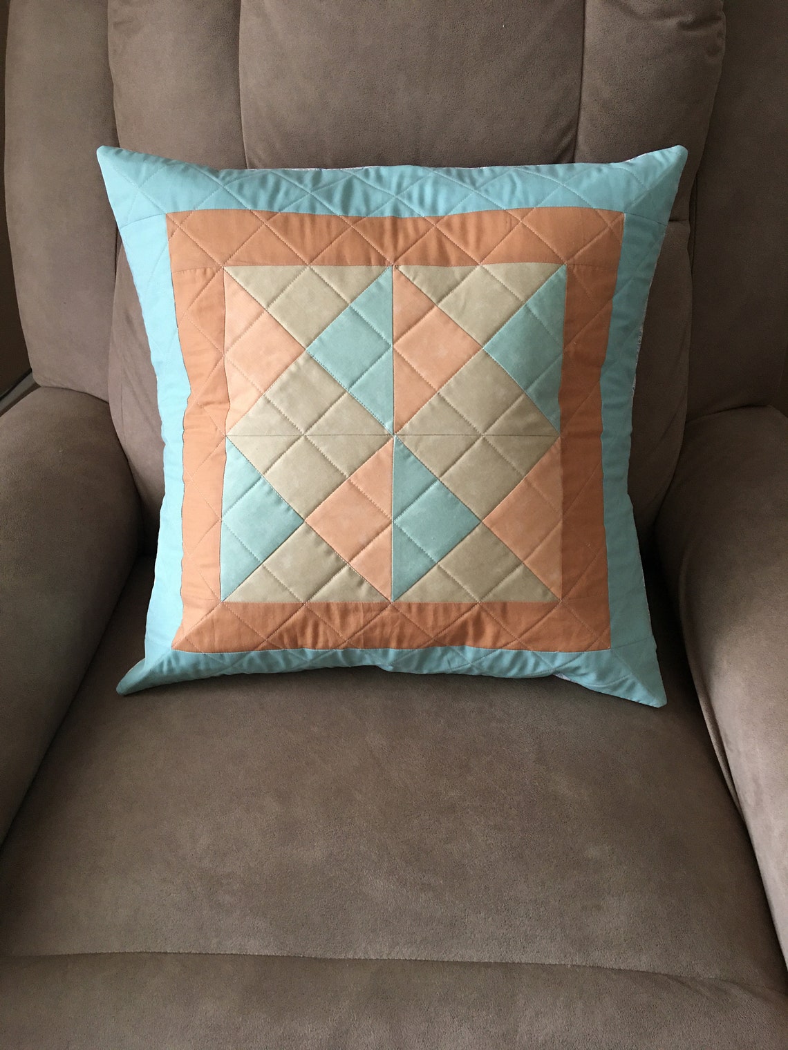 Hand made Quilted Throw Pillow Cover Homemade Patchwork Quilt Etsy