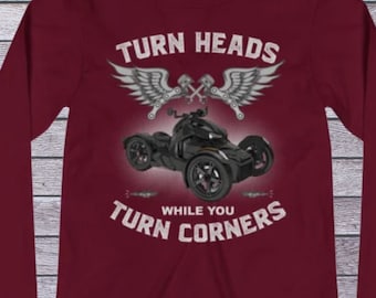 Ryker Motorrad-Langarm-T-Shirt, Biker-Shirt, Turn Heads Design