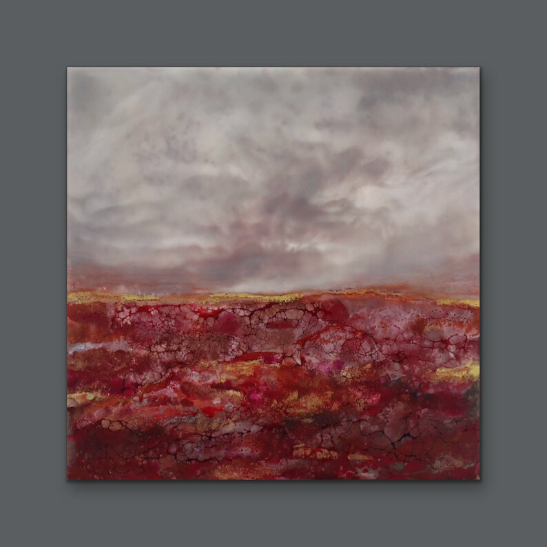 Original Encaustic Painting Discovered Contemporary Abstract Landscape 16th Anniversary wax on