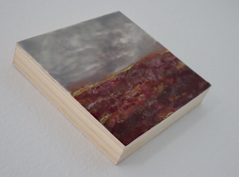 Original Encaustic Painting Discovered Contemporary Abstract Landscape 16th Anniversary wax on