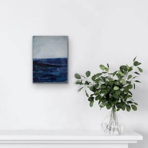 Abstract Seascape | Original Encaustic Painting | Ocean Reverie No. 1 | 16th Anniversary Art | Wax on Cradled Wood Panel | 9” x 12” x 1.5”
