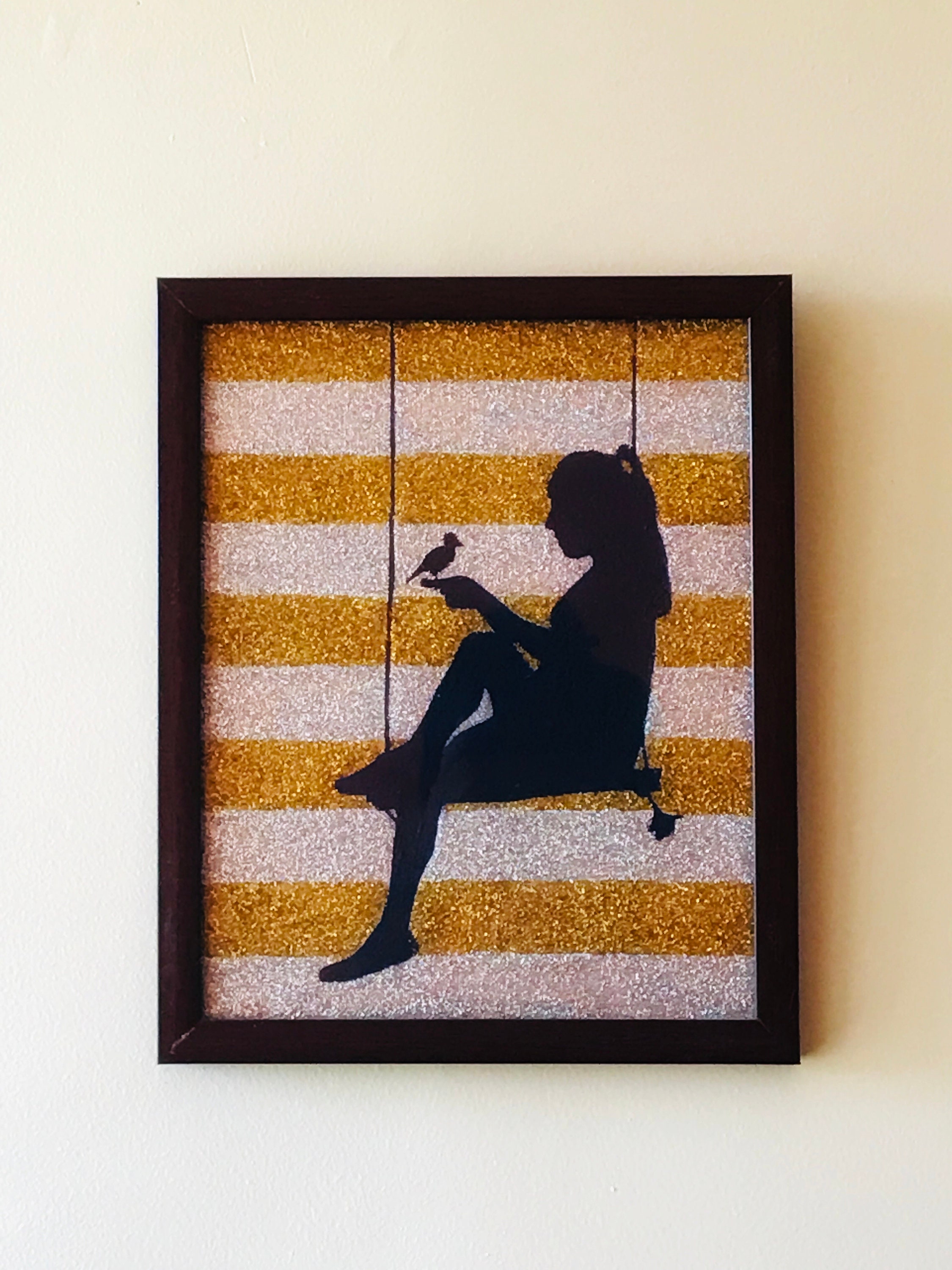 Glitter girl canvas painting/Art Etsy