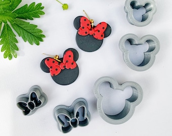 Mouse and Bow Polymer Clay Cutter Set | 3D Printed Clay Cutter | Animal Shape clay cutter