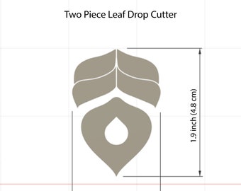 Two Piece Leaf Drop Set Polymer Clay Cutter Set | 3D Printed Clay Cutter | Shape clay cutter