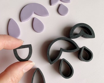 Double Leaf & Teardrop Polymer Clay Cutter Set | 3D Printed Clay Cutter