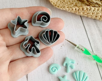 Ocean Life Polymer Clay Cutter Set | 3D Printed Clay Cutter | Stud Size Cutters | Mini Cutters