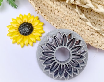 Sunflower Cutter Stamp for Polymer Clay | 3D Printed Clay Cutter | Embossing Clay Cutter