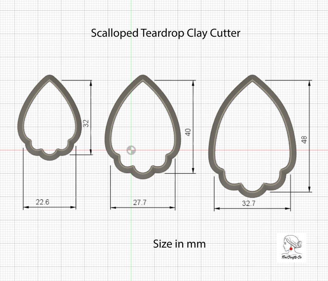 Scalloped Teardrop Clay Cutter for Polymer Clay | 3D Printed Clay ...