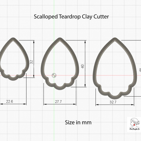 Scalloped Teardrop Clay Cutter  for Polymer Clay | 3D Printed Clay Cutter