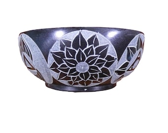 Cuenco para ofrendas de chakras de esteatita negra