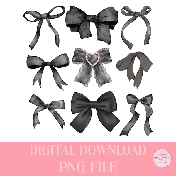 Coquette  PNG, Bow PNG, Coquette PNG, Black Bows png, dark bows, brown bows png