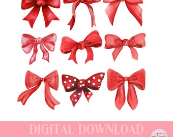 Coquette Valentines PNG, Bow PNG, Coquette PNG, Red Bows png, Soft girl era png