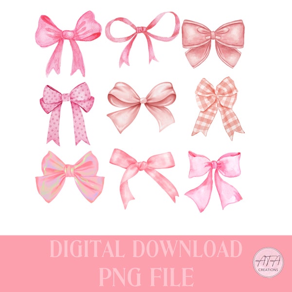 Coquette Valentines PNG, Bow PNG, Coquette PNG, Pink Bows png,