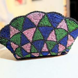 Cartera de mano vintage con cuentas en forma de concha de almeja de Neiman Marcus de los años 80