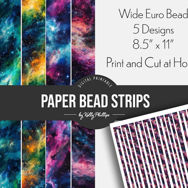 Galaxy Paintings | Printable Digital Paper Strips | Wide Euro Bead