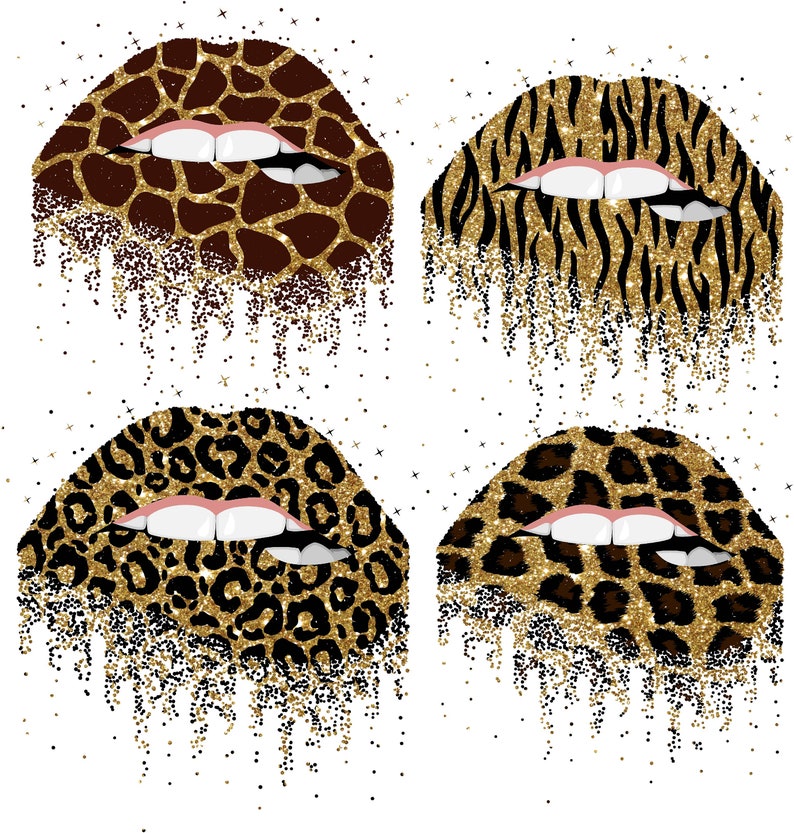 Cheetah lips sublimation animal print lips dripping lips Etsy