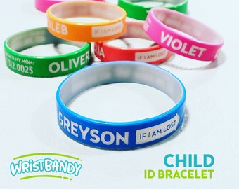 Child ID Bracelet - Custom Engraved Silicone Identity Wristband - Child Name Bracelet - Engraved Bracelet - Child Identification Bracelet