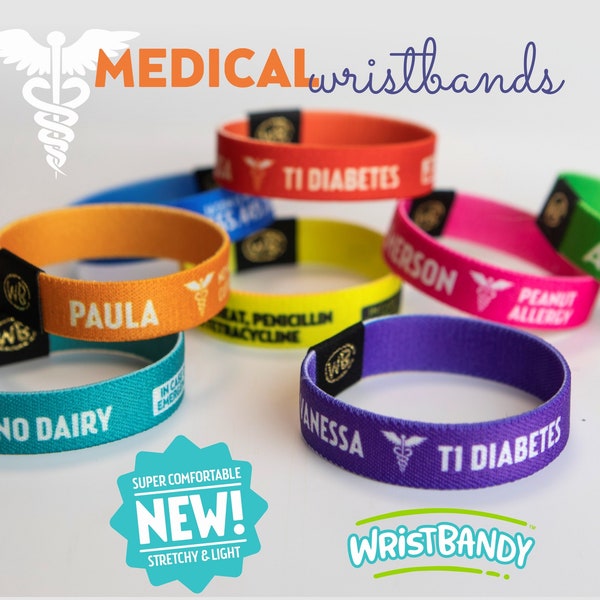 SUPER CONFORTABLE ! Bracelet d'identification d'alerte médicale - Informations d'urgence personnalisées - LUXbands by Wristbandy - Bracelet d'identification médicale