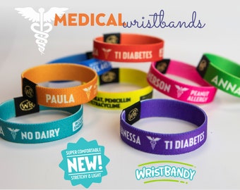 SUPER COMFORTABLE!  Medical Alert ID Wristband - Custom Emergency Information - LUXbands by Wristbandy - Medical Identification Bracelet