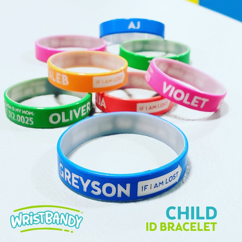 Child ID Bracelet Custom Engraved Silicone Identity Etsy