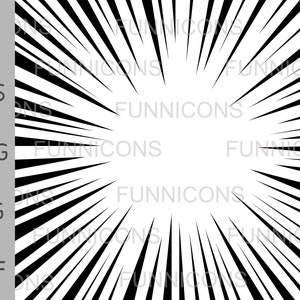 Puede incluir: Líneas radiales en blanco y negro que irradian hacia afuera desde el centro de la imagen, creando un efecto de velocidad o movimiento al estilo de los cómics.