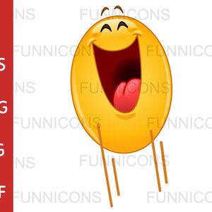 Clipart cartoon of a happy  emoticon jumping in the air, ai eps png jpg and pdf files included, digital files instant download.