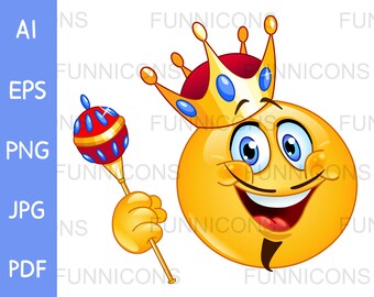 Clipart Cartoon of a Happy King Emoji Emoticon With Crown and - Etsy Singapore Clipart Cartoon of a Happy King Emoji Emoticon With Crown and - Etsy Singapore