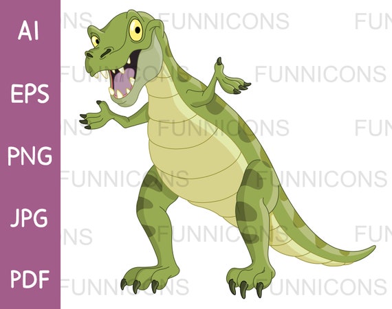 Dibujos animados clipart de un feliz verde T-Rex trex t rex - Etsy México