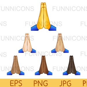 Clipart Bundle Folded hands emoticon. Vector set, ai eps and png 300dpi files included, digital files instant download.
