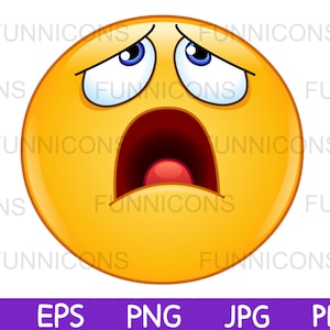 Dibujos animados de imágenes prediseñadas de emoticono exasperado mirando hacia arriba, cansado, oh no, ahora qué, archivos ai eps png jpg pdf, descarga de archivos digitales.