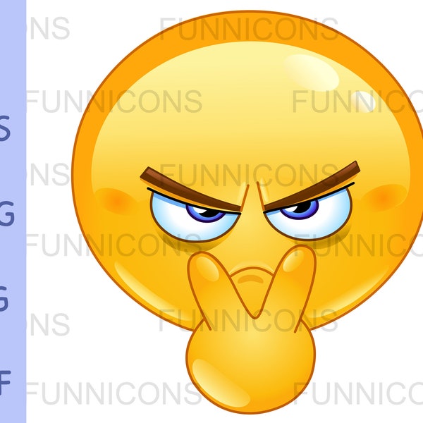 Clipart cartoon of an angry  emoticon pointing to his eyes, ai eps png jpg and pdf files included, digital files instant download.