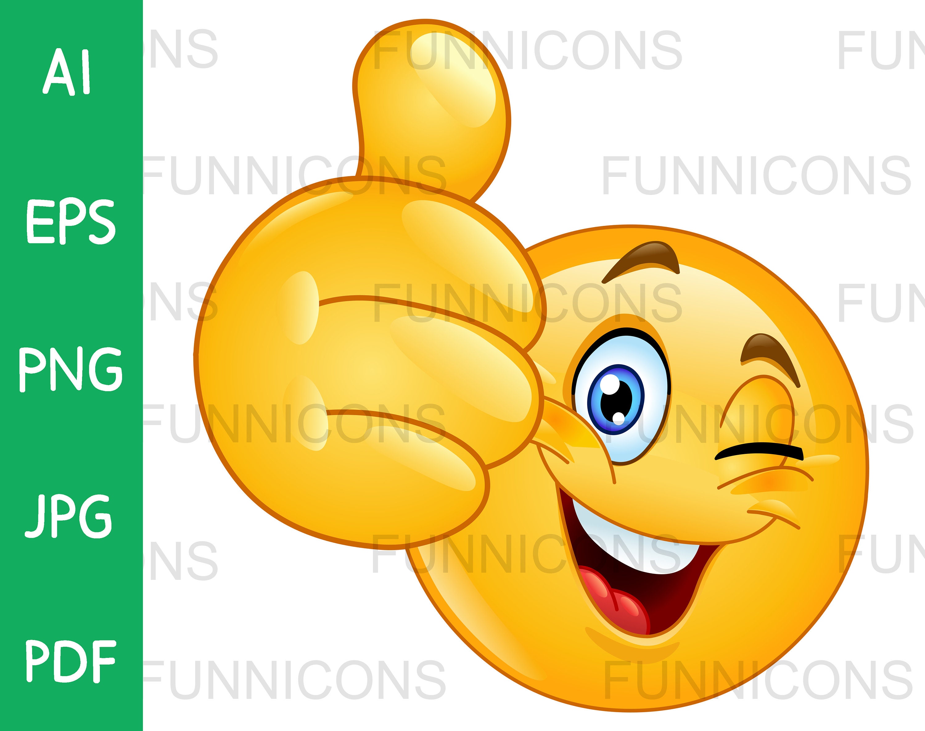 Clipart Cartoon of a Happy Chinese Emoji Emoticon (Instant Download) 