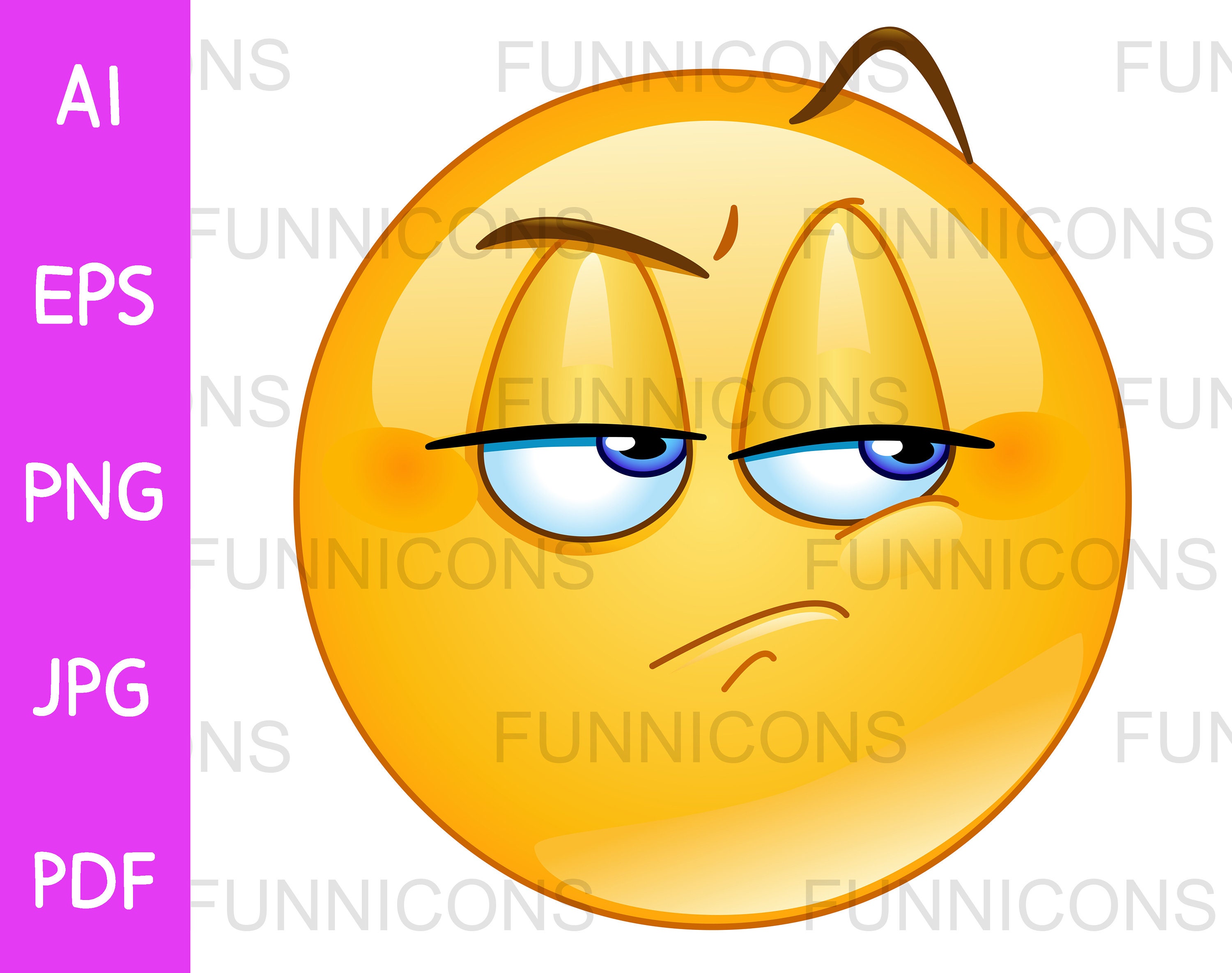 Jealous Emoticon Face Crazy Emoji Face Line Style Icon Design Cartoon