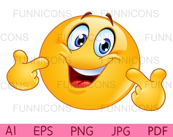 Auf sich zeigend Emoticon Clipart. ai eps png pdf und jpg Dateien enthalten, digitale Dateien sofort herunterladen.