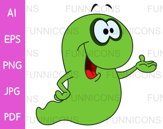 Clipart Cartoon of a Happy Green Worm Earthworm Presenting With
