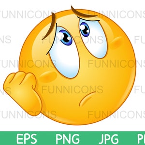 Dibujos animados de imágenes prediseñadas de un emoticono preocupado o triste, archivos ai eps png jpg y pdf incluidos, descarga instantánea de archivos digitales.